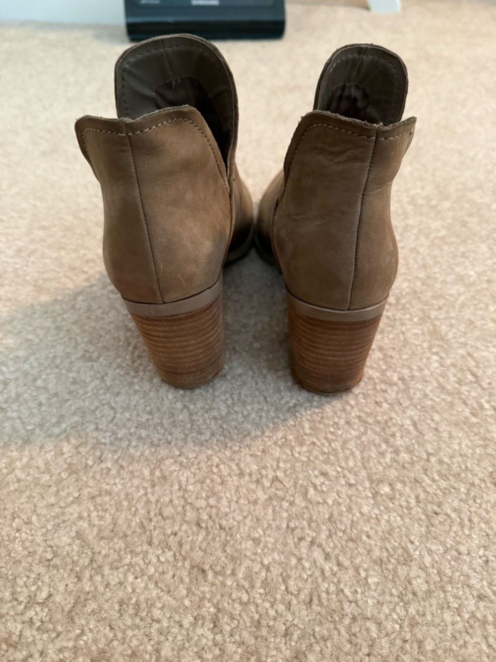 Steve Madden Petra Taupe Slip-On Ankle Booties with Block Heel - Picture 5 of 8